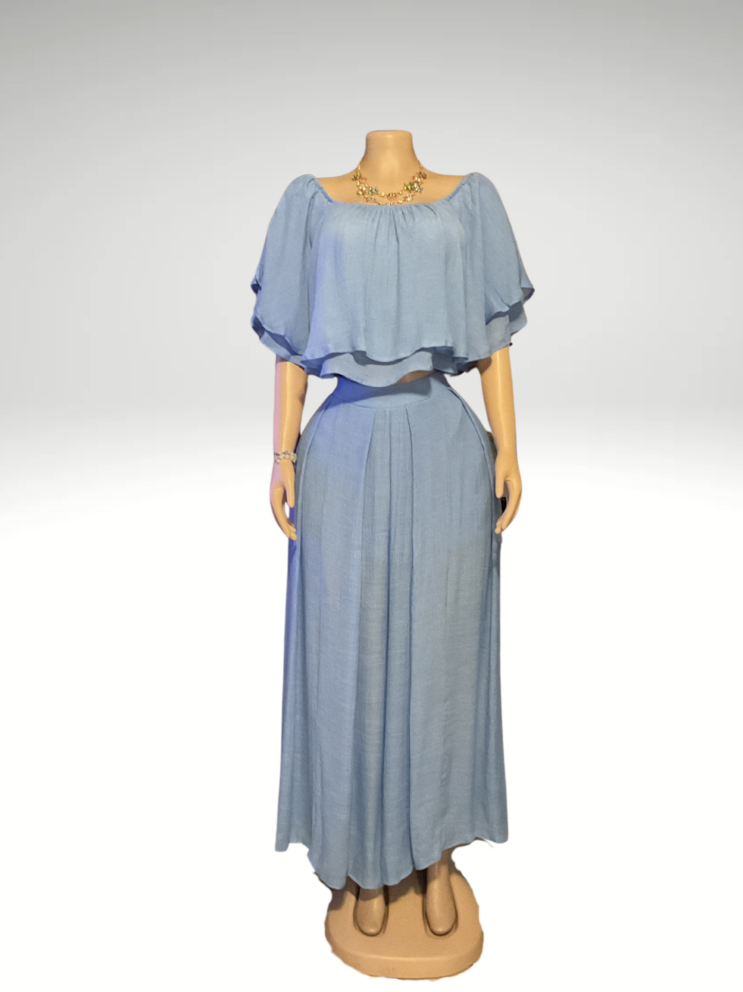 Off Shoulder Blue 2 Piece Set