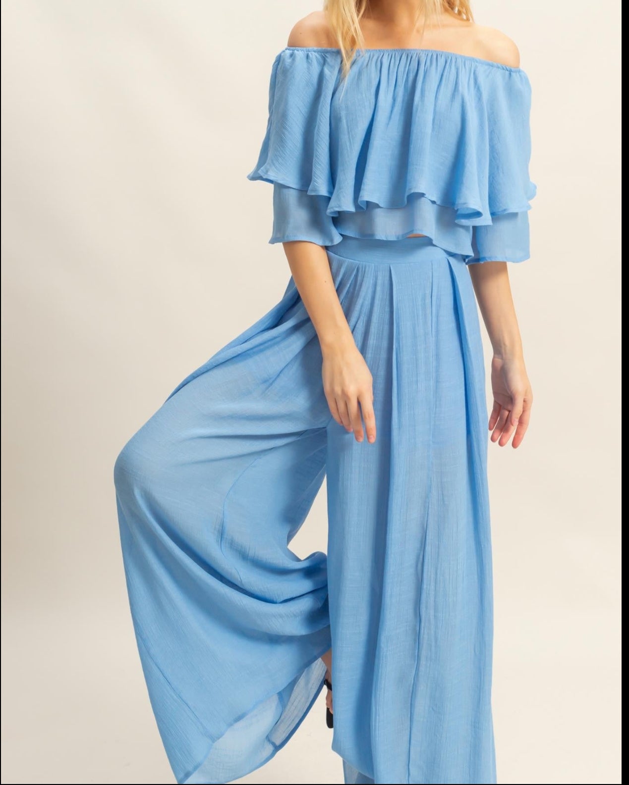 Off Shoulder Blue 2 Piece Set